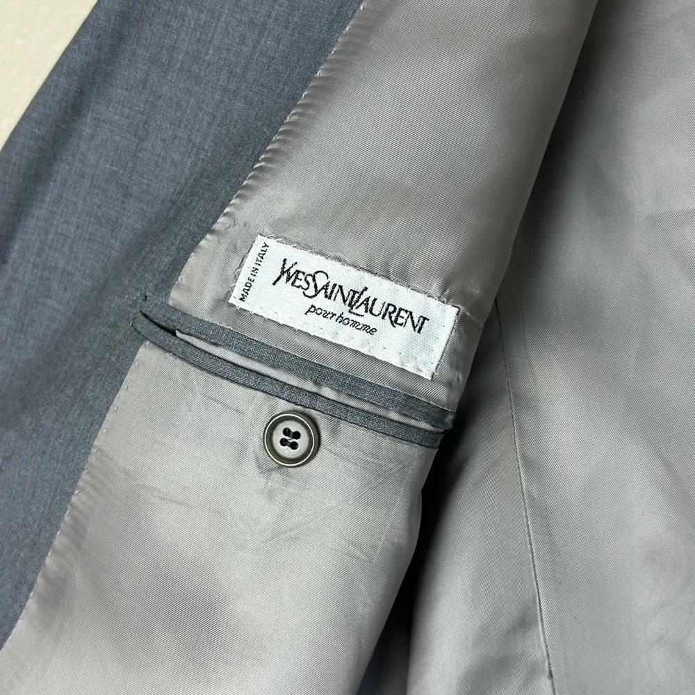 Vintage Yves Saint Lauren Pour Homme Men’s Grey Wool Blazer